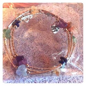 Multicolor stone wire wrap bracelet